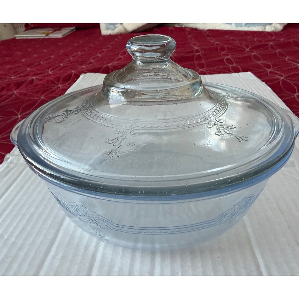 Anchor Hocking Fire King Sapphire Blue Philbe Casserole Dish 1 Qt w/Lid‎ Vintage
